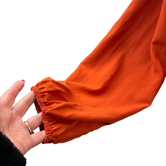 Lulus Twisty Business Orange Twist-Front Long Sleeve Top Sz L Hippy Romantic - Picture 5 of 9